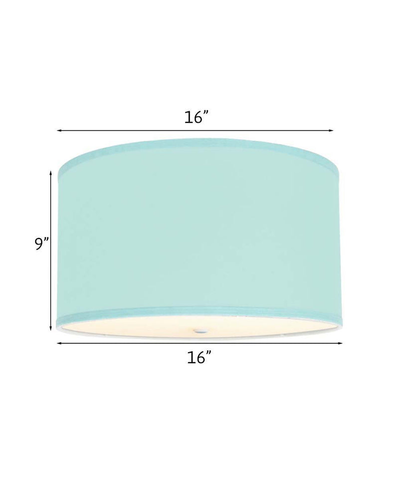 Moderne Flush Mount Conversion Kit 16"w Island Paradise Linen Drum Lampshade