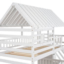 House Bunk Bed With Trundle, Storage Staircase, Roof And Window Design