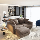 Deep Seat Convertible Sofa With Soft Pillows And Ottomans by HouseOfZazla