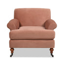 Alana 38" Lawson Accent Arm Chair Metal Casters Peach Orange Velvet