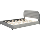 Queen Size Velvet Upholstered Platform Bed,Solid Frame and Stylish Curve-shaped Design, Gray