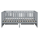 Daybed With Fence Guardrails And 2 Drawers, Split Into Independent Floor Bed & Daybed by HouseOfZazla
