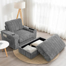 Oversized Chaise Lounge Indoor Rabbit Fur Sofa Bed With Storage Ottoman And Armrests Cup Holders With Deep Seat by Unique Piece Furniture