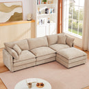 Modular L-Shaped Sectional Sofa Set with Movable Ottoman, Chenille, Coffee, 105 Inches