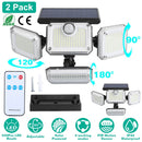 2 Pack Solar Powered Wall Lights IP44 Waterproof Motion Sensor Lights with 4 Adjustable Heads 333Pcs LED Beads 120¡ Sensing Angle Remote Control for Y