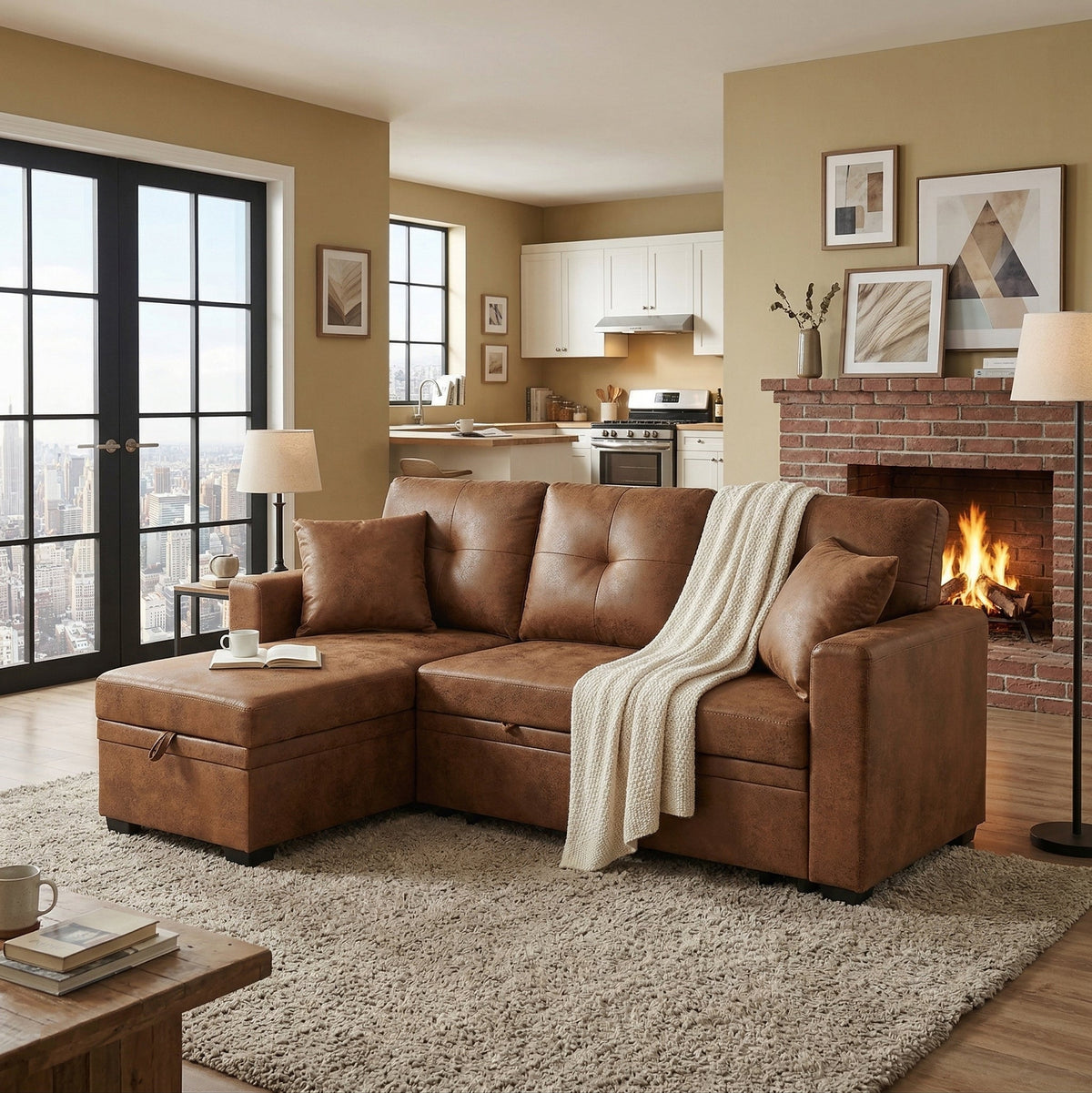 Reversible Chaise Sleeper Sofa with Pull-Out Bed, photo 2 of 8