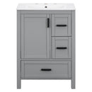 Bathroom Vanity With Sink, Soft Close Door, Double Layer Door Shelf And 3 Drawers - Gray by HouseOfZazla