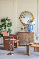 Gold Peacock Side Table with Round Glass Top by HouseOfZazla