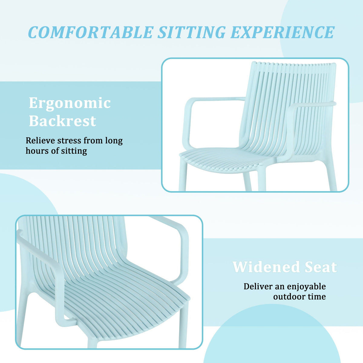 4 Modern Stackable Plastic Armchair Matched With Round Table, photo 17 of 31