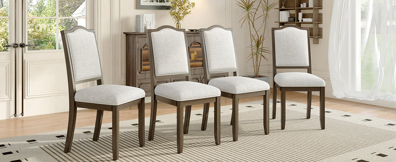 Farmhouse Dining Chairs Set of 4, Upholstered Dining Chairs with High Back, Modern Seating for Kitchen, Bedroom & Living Room(Beige+Brown)