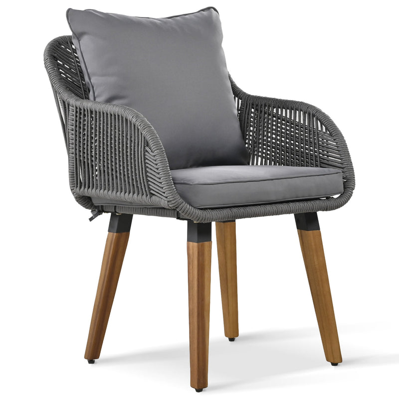 5 Pieces Patio Furniture Chair Sets, Patio Conversation Set With Wicker Cool Bar Table, Ottomans,Outdoor Furniture Bistro Sets for Porch,Backyard,Balcony,Poolside Grey