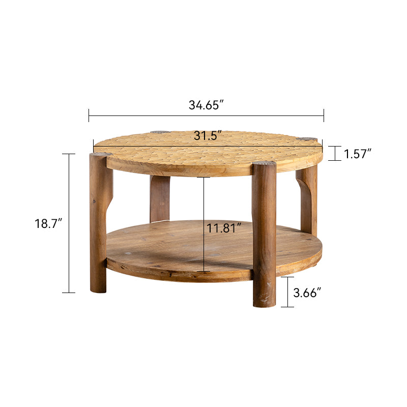 Round Coffee Table with Solid Wood for Living Room, photo 7 of 7