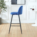 Bar Stool (Set of 2) Modern Counter Bar Height Chair With Back, Sturdy Metal Legs & Footrests, Island Stool For Kitchen Bar - Blue by HouseOfZazla