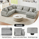 U - Shaped Sectional Sofa With Chaise Lounge, Oversized Living Room Sofa - Gray by HouseOfZazla