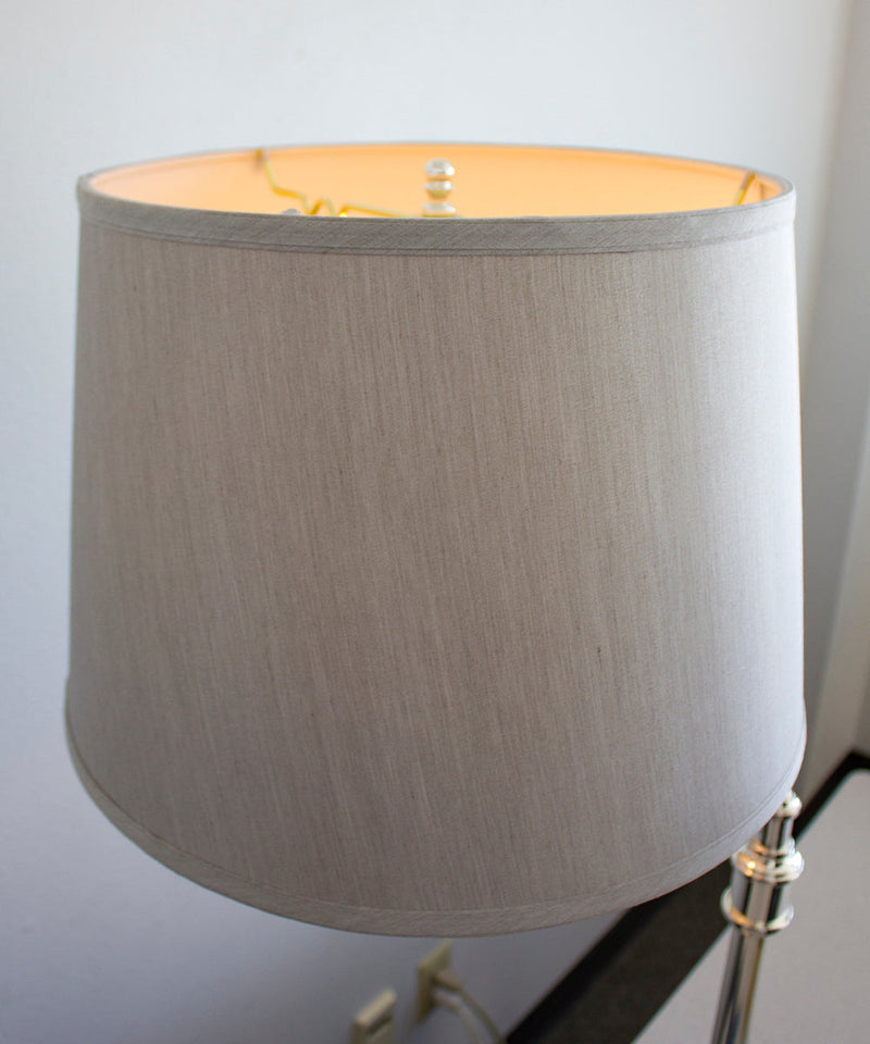 16"W x 11"H Silver Grey Hard Back Lamp Shade