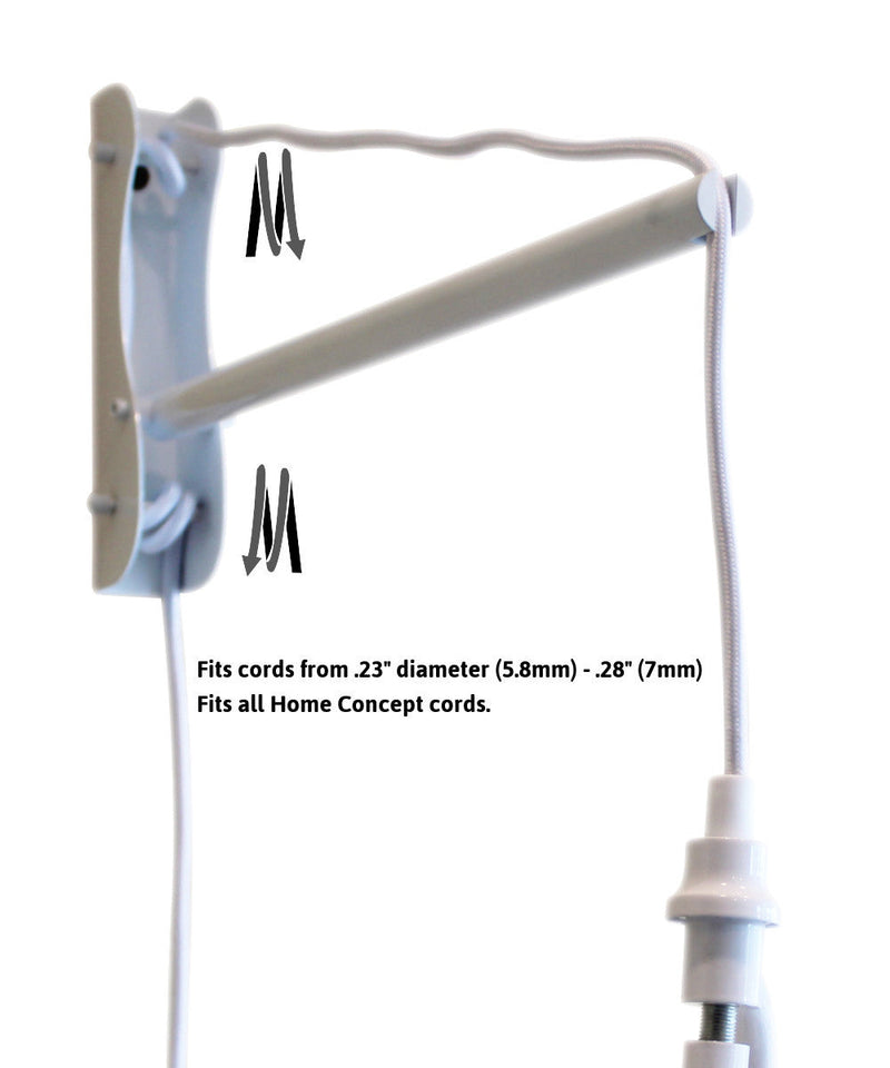 MAST Plug-In Wall Mount Pendant, 2 Light White Cord/Arm with Diffuser, White Linen Shade 18x18x10