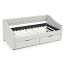 Upholstered Tufted Daybed With 2 Drawers, Waved Arms by Unique Piece Furniture