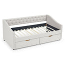 Upholstered Tufted Daybed With 2 Drawers, Waved Arms by HouseOfZazla