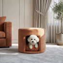 Orange Pet Friendly Ottoman with Removable Pet Cushion and Hidden Pet Nook by HouseOfZazla