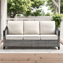 73.4" Wide Outdoor Wicker Sofa