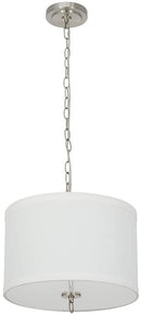 14"W Light Pendant Brushed Nickel Finish with Oatmeal Linen Shade