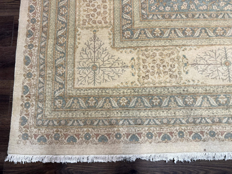 Palace Size Pak Persian Rug 12x18, Haji Jalili Design, Pakistani Carpet, Oat and Light Blue, Fine 260 KPSI