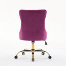 Office Chair Modern Velvet Upholstered Tufted Button (Purple)