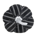 Set of 2, 7x7x7" Fabric Black Stripe Pumpkin Decor