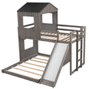 Loft Bunk Bed With Playhouse, Farmhouse, Ladder, Slide And Guardrails by Unique Piece Furniture