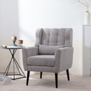 Modern Accent Chair, Arm Chairs For Living Room, Upholstered Mordern Armchair, Comfy Soft Padded Lounge Chair In Small Space, Bedroom, With Pillow, Solid Wood Leg