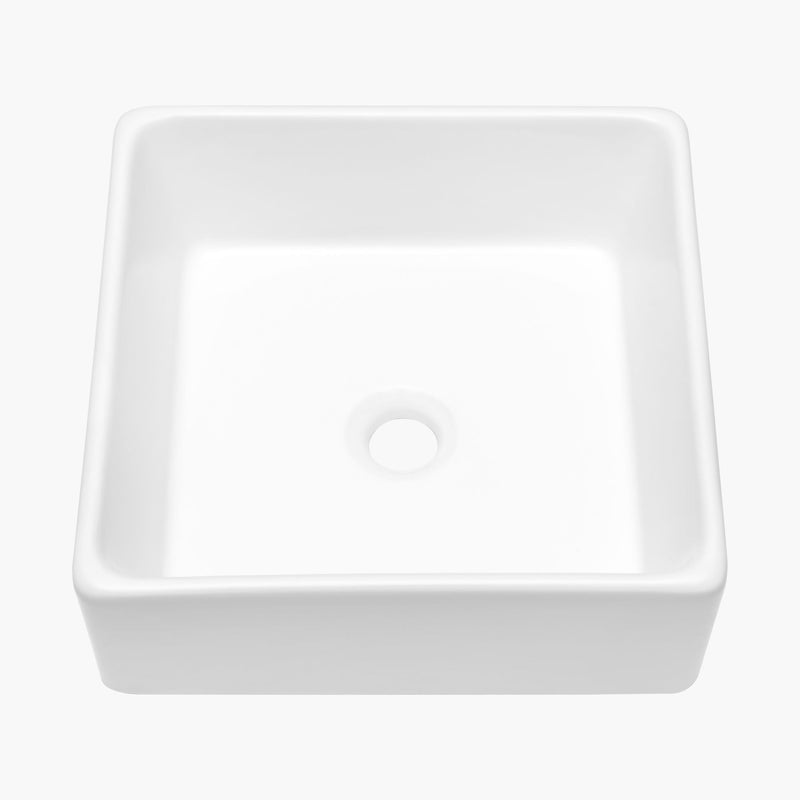 Elegant European Style Ceramic Square Vessel Bathroom Sink - White, photo 6 of 8