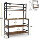 5 Tier Kitchen Bakers Rack With Hutch Microwave Stand, Freestanding Storage Organizer For Countertop - Black