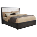 Leandro 55-inch Eastern King Wingback Bed Burnished Black