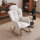 Contemporary Teddy Fabric Upholstered Nursery Rocking Glider Chair With High Backrest And Pillow by HouseOfZazla