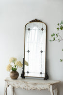 Antique Arched Mirror With Metal Frame, Full Length Mirror For Living Room Bathroom Entryway - Gold by Unique Piece Furniture