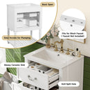 Wave Design Bathroom Vanity With Sink, 2 Drawers And Open Shelf by HouseOfZazla