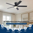 Mordern Flush Mount Ceiling Fan With Light And Remote Control by HouseOfZazla