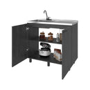 Alatna Freestanding Utility Base Cabinet with Stainless Steel Countertop by HouseOfZazla