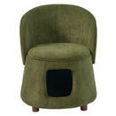 Green Pet Friendly Chair with Hidden Pet Nook and Convertible Stool by HouseOfZazla