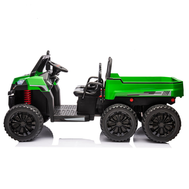 24V 2-Seater UTV-XXL Ride On Truck with Dump Bed for kid,Ride On 4WD UTV with 6 Wheels,Foam Tires, Suitable for Off-Roading,remote control,Three-Point Safety Harness