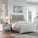 Modern Bed With LED Lights And Glass Panels, 2 Nightstands by HouseOfZazla