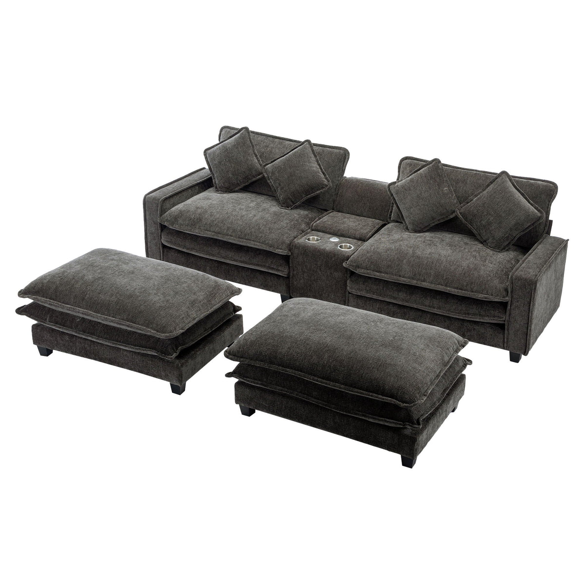 Modern Sectional Sofa With Removable Ottomans, USB Ports, photo 31 of 40