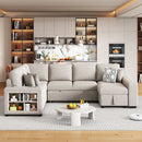 U-Shaped Sectional Sofa Pull-Out Sofa Bed With Two USB Ports, A Storage Chaise Lounge And Four Back Pillows For Living Room by HouseOfZazla