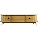 Rattan TV Stand For Tvs Up To 75'', Modern Farmhouse Media Console, Entertainment Center With Legs, TV Cabinet For Living Room, Home Theatre - Natural Wood by HouseOfZazla