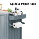 K&K 66.5' Outdoor Kitchen Island for Big Green Egg Grills, Solid Wood Outdoor Grill Cart for Tabletop Grill with Stainless Steel Top, Drawer, Compatible with Large Big Green Egg, Kamado Joe- Grey Blue by Montret