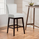 Quicksilvered Upholstered Swivel Counter Stool With Wood Legs - Beige by HouseOfZazla