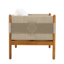 Outdoor Acacia Wood Loveseat with Diamond Rope Weave & Cushions, Teak Finish by HouseOfZazla