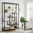 5 Tier Plant Stand With 6 Hooks For Living Room - Brown / Black by HouseOfZazla