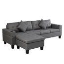 Modern Sectional Sofa Set With L Shape Chaise Lounge, Cup Holder, 4 Seat - Gray by Unique Piece Furniture
