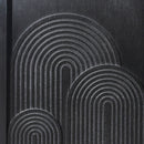 Modern Black Wood Storage Cabinet with Embossed Door